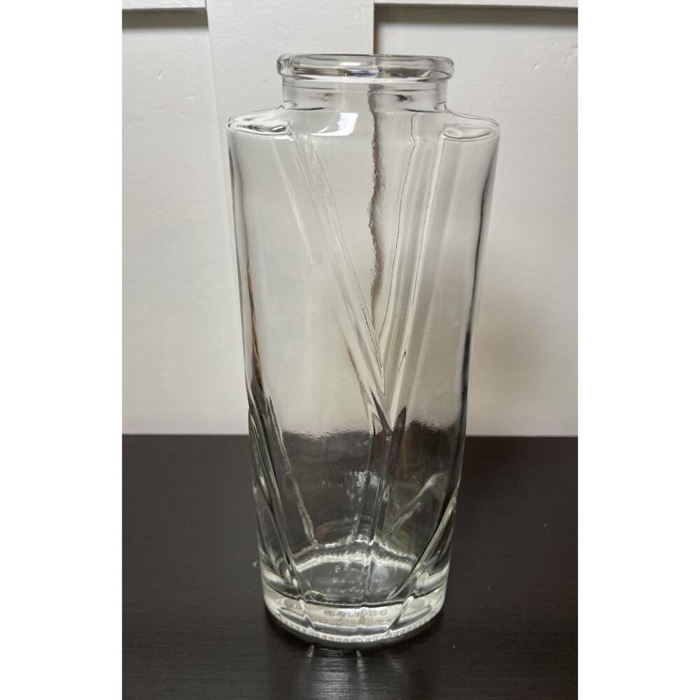VTG Ann's House of Nuts Clear Twisted Glass Jar 9" Tall 3" Wide No Cork Lid
